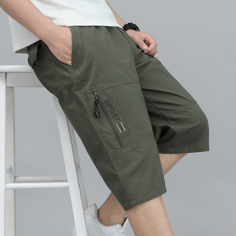 メンズカーゴショーツ膝パンツジッパーポケット夏の綿ショーツク - Cargo Jogger Pants のレビューと価格
