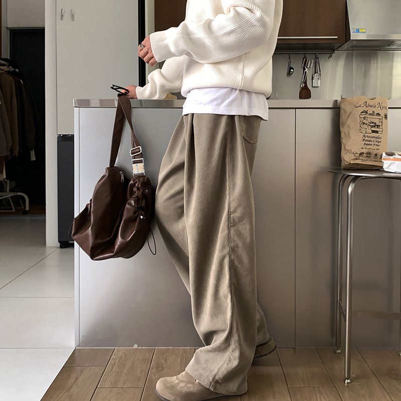 春のメンズダークカーキ無地ルーズカジュアルトレンディシンプル - Men'S Fashion Khaki Pants のレビューと価格