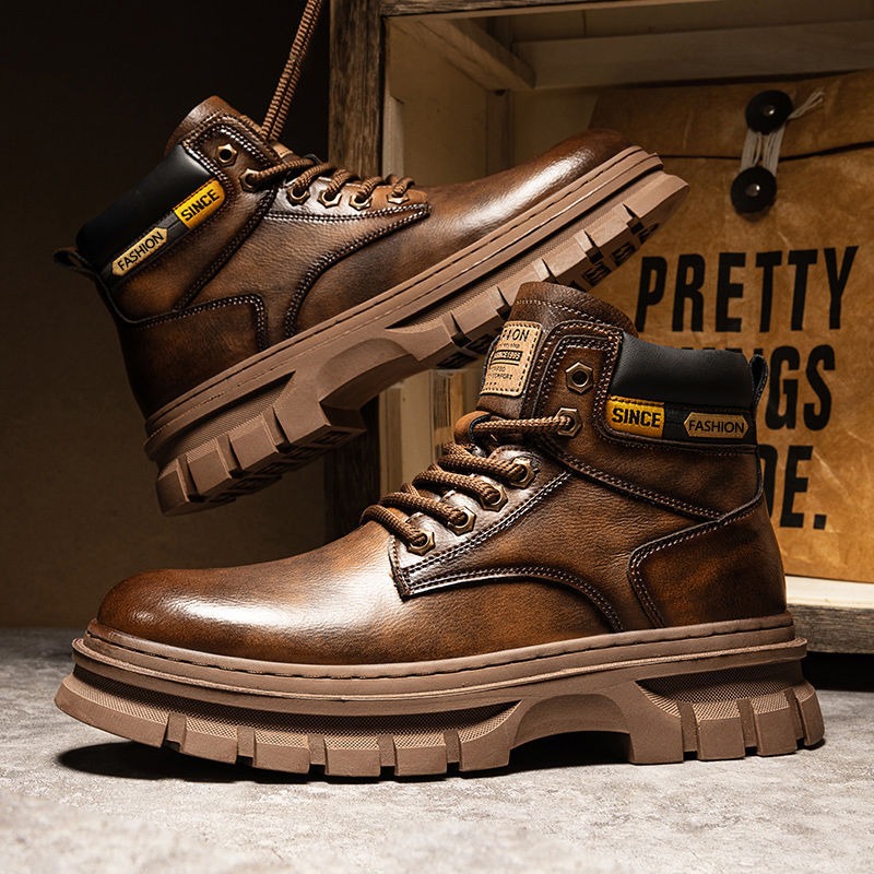 ヴィンテージ メンズ プラットフォーム アンクルブーツ 秋冬 - Fashion Men'S Boots のレビューと価格