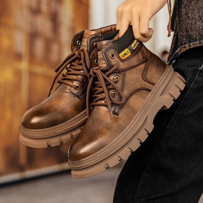 ヴィンテージ メンズ プラットフォーム アンクルブーツ 秋冬 - Fashion Men'S Boots のレビューと価格