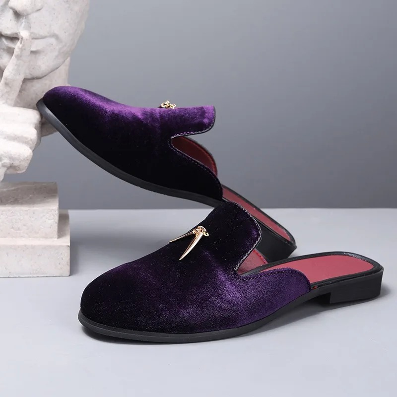メンズミュールシューズ、男性用フロックスリッパ、夏用フォーマ - Men'S Fashion Loafers Shoes のレビューと価格