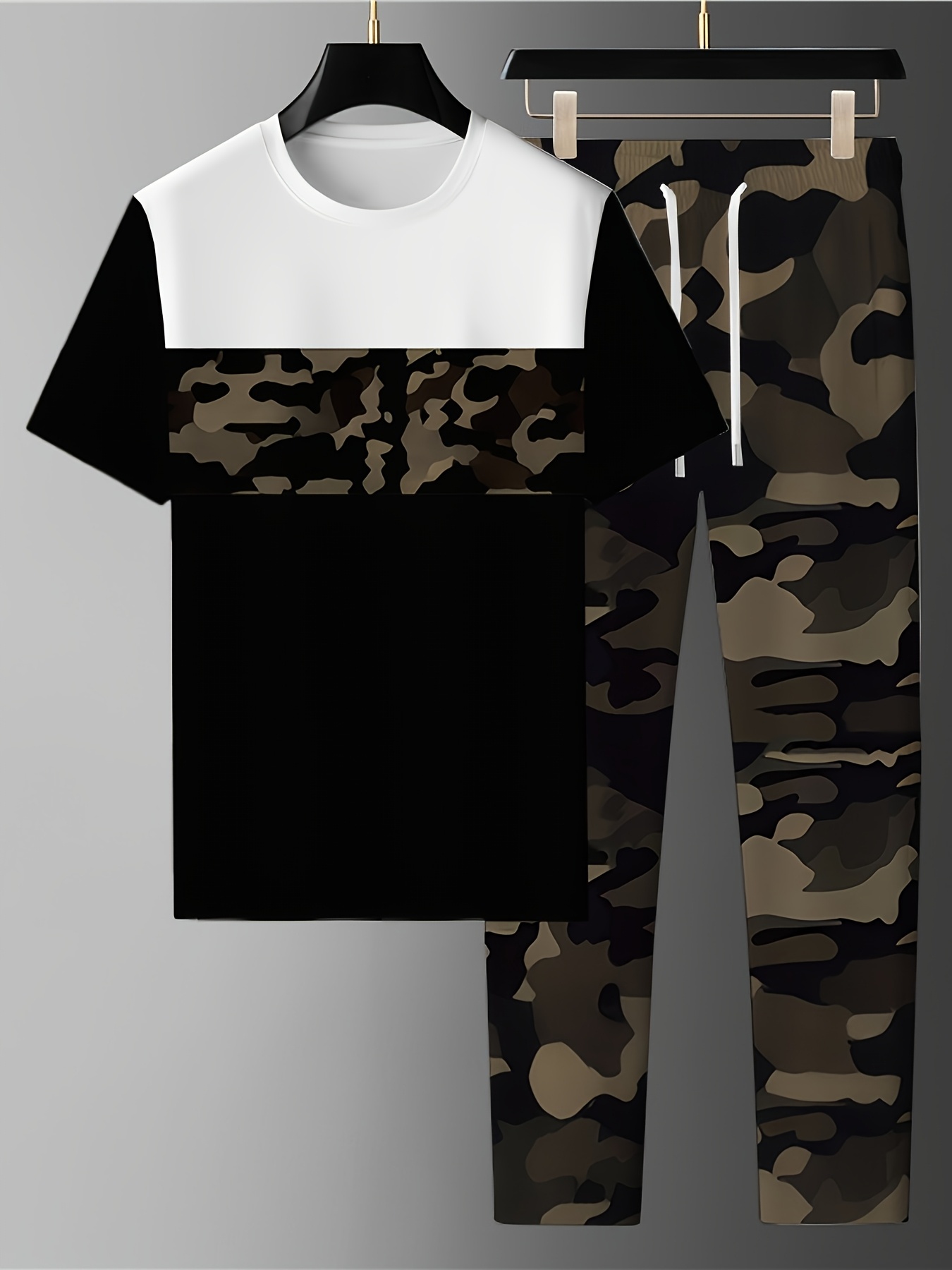 2026年夏新作 メンズ半袖長ズボンセット 3D迷彩柄プリン - Mens Fashion Camo Pants のレビューと価格