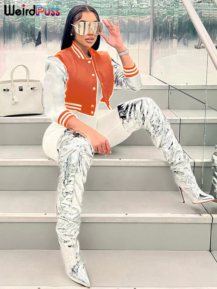 奇妙なジュラス-女性のためのふわふわのレターショートジャケッ - Varsity Jacket Letterman のレビューと価格