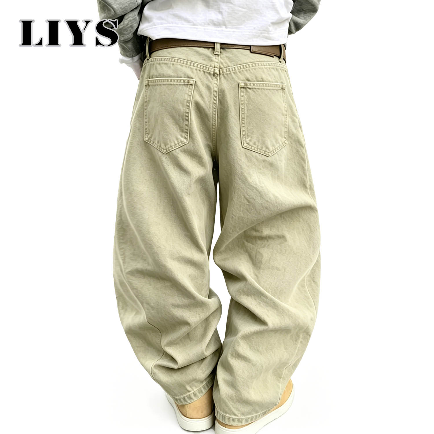 LIYS メンズ アメリカン レトロ ライト カーキ ワイド - Men'S Fashion Khaki Pants のレビューと価格