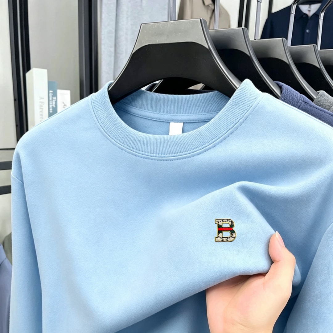 柔らかなコットン素材の高級ブランドメンズ長袖ラウンドネックT - Fashion Mens Shirt のレビューと価格