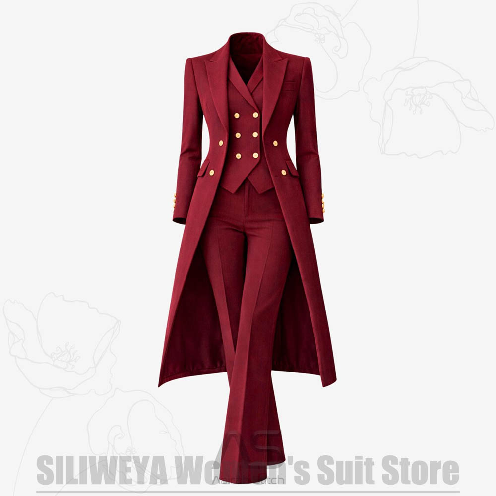 レディーススーツ 3ピース ダブルブレスト ロングコート ベ - Formal Waistcoat Vest のレビューと価格