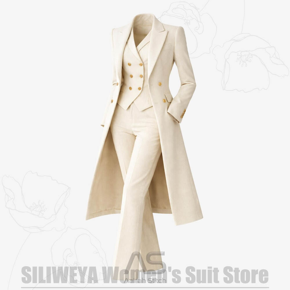 レディーススーツ 3ピース ダブルブレスト ロングコート ベ - Formal Waistcoat Vest のレビューと価格