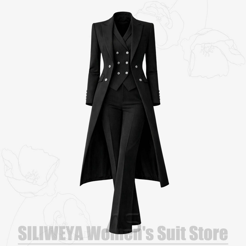 レディーススーツ 3ピース ダブルブレスト ロングコート ベ - Formal Waistcoat Vest のレビューと価格