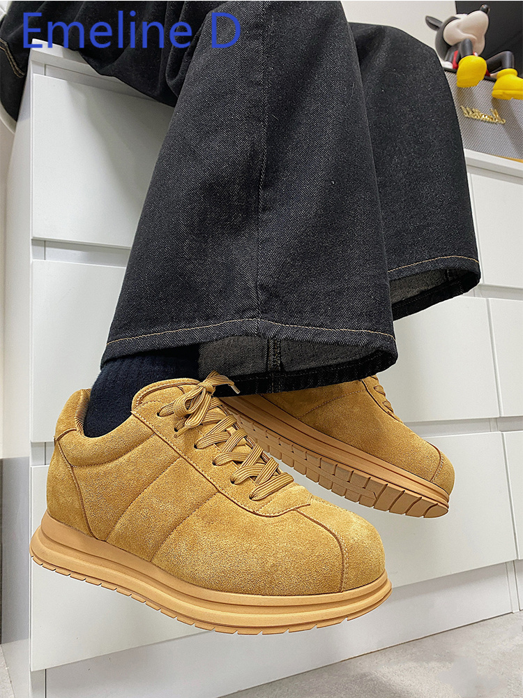 黄色の厚底レースアップブレッドシューズ、ファッショナブルなラ - Yellow Men'S Fashion のレビューと価格