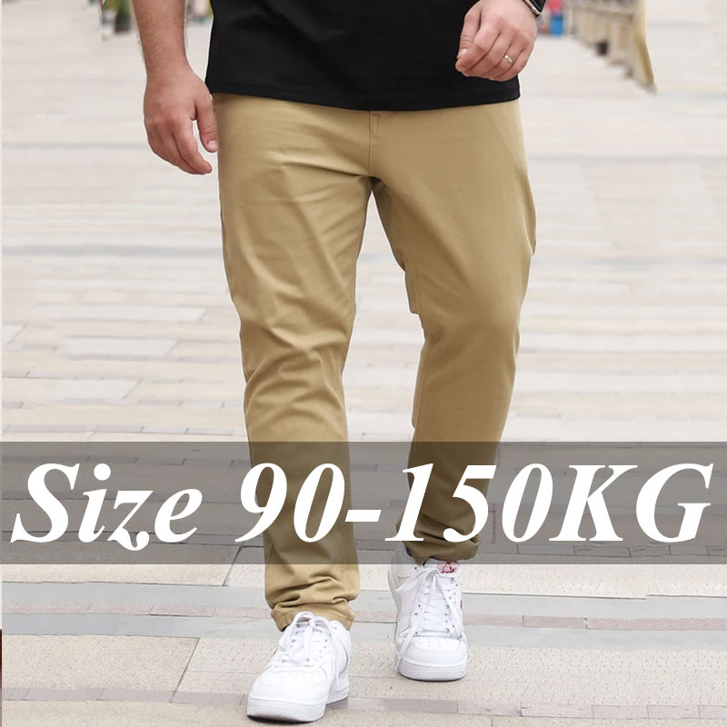プラスサイズ 36-50 メンズパンツストレートカット綿スラ - Men'S Fashion Khaki Pants のレビューと価格
