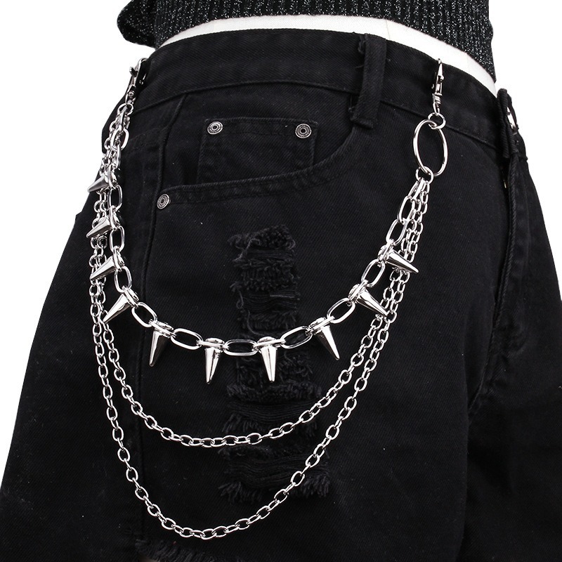 ヒップホップ パンクロック メタルパンツ ウエストチェーン  - Men Fashion Key のレビューと価格