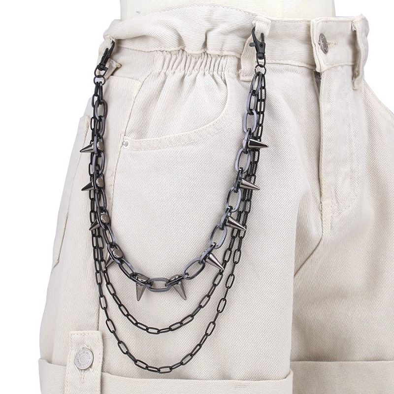 ヒップホップ パンクロック メタルパンツ ウエストチェーン  - Men Fashion Key のレビューと価格