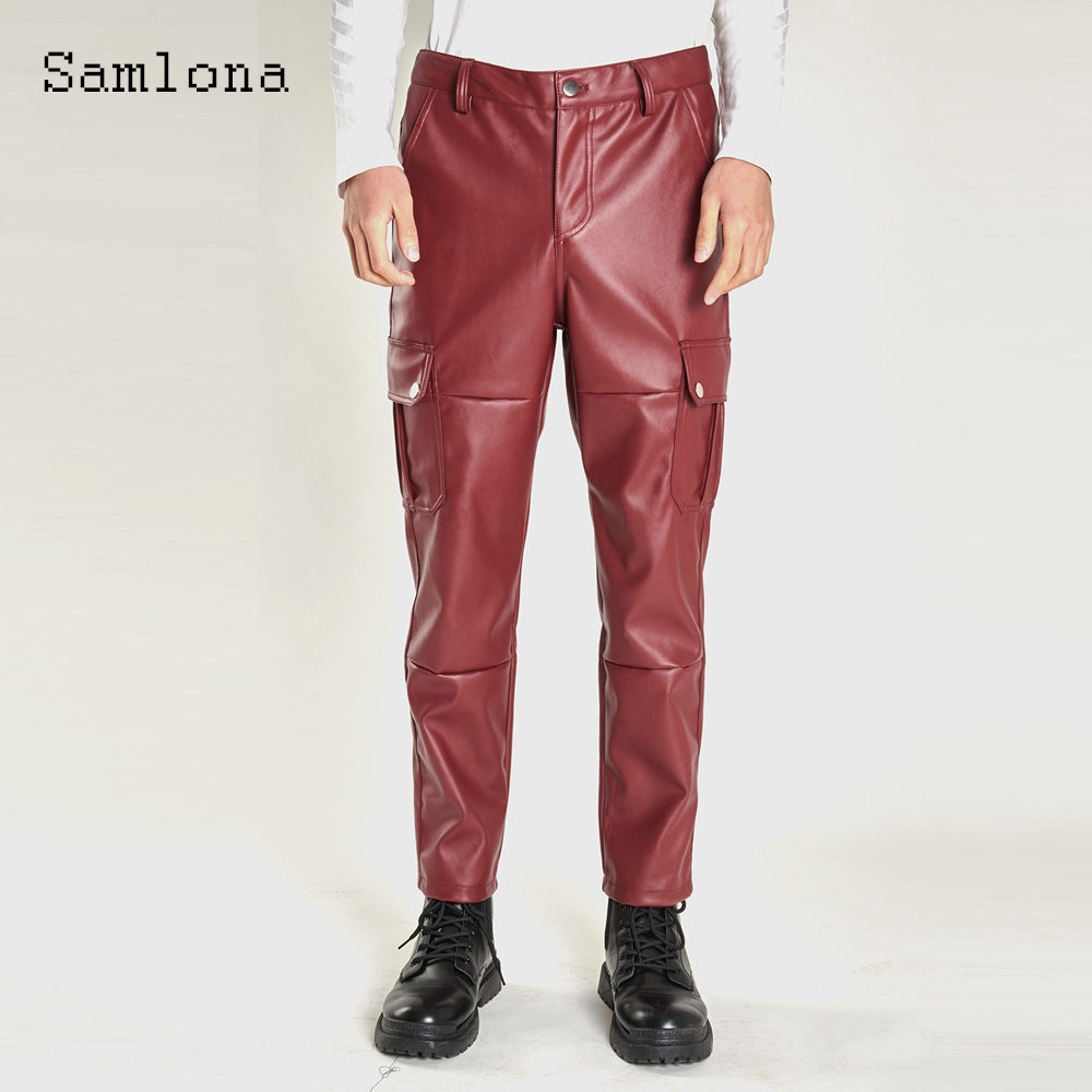 2025 メンズスタンドポケットファッション Pu レザーパ - Mens Fashion Camo Pants のレビューと価格
