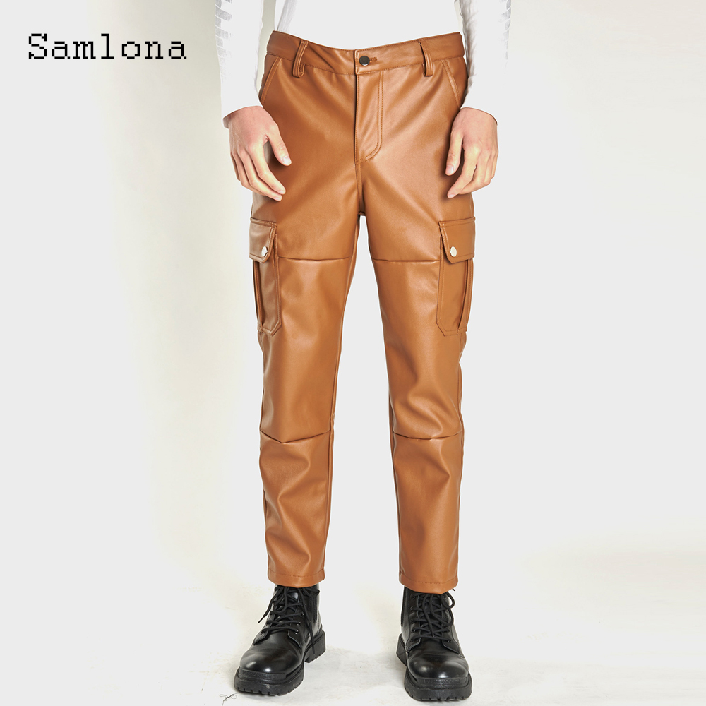 2025 メンズスタンドポケットファッション Pu レザーパ - Mens Fashion Camo Pants のレビューと価格