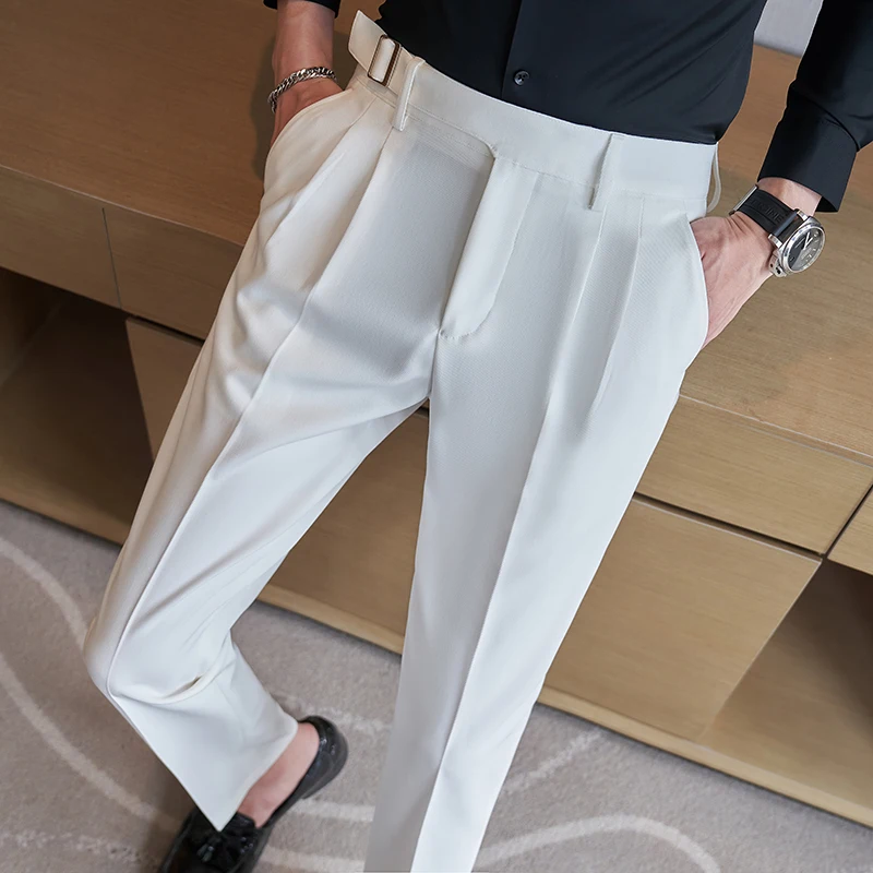 ネイビーメンズスーツパンツ、白黒トラウザーズ、グレーカーキパ - Men'S Fashion Khaki Pants のレビューと価格