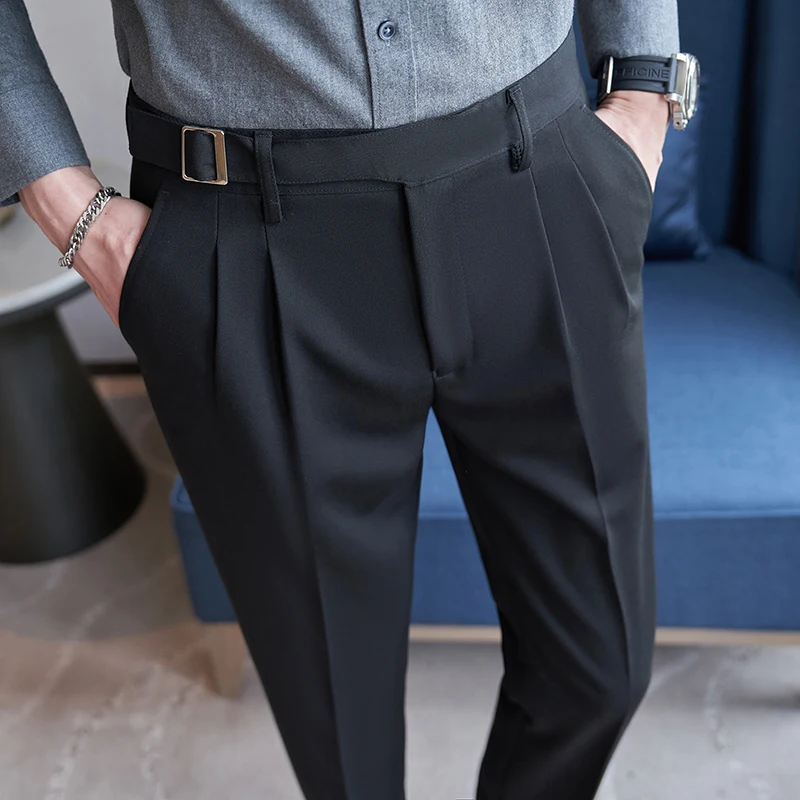 ネイビーメンズスーツパンツ、白黒トラウザーズ、グレーカーキパ - Men'S Fashion Khaki Pants のレビューと価格