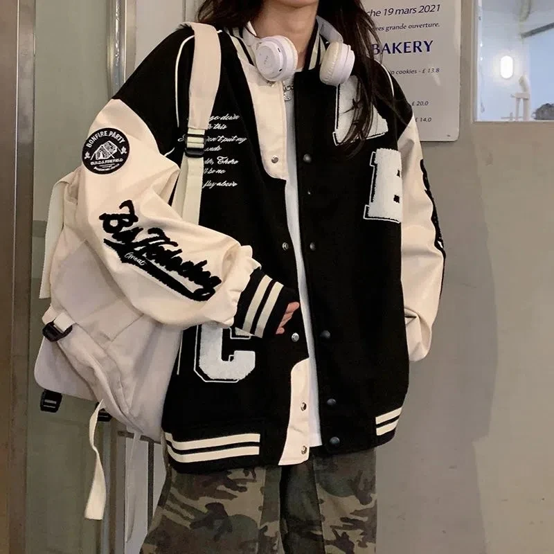 Y2k ラムウールボンバージャケット女性特大ストリート 20 - Varsity Jacket Letterman のレビューと価格