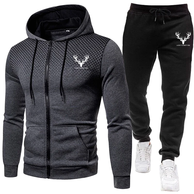 2026新作 メンズセット ジップアップパーカーと黒のスウェ - Mens Fashion Wear のレビューと価格