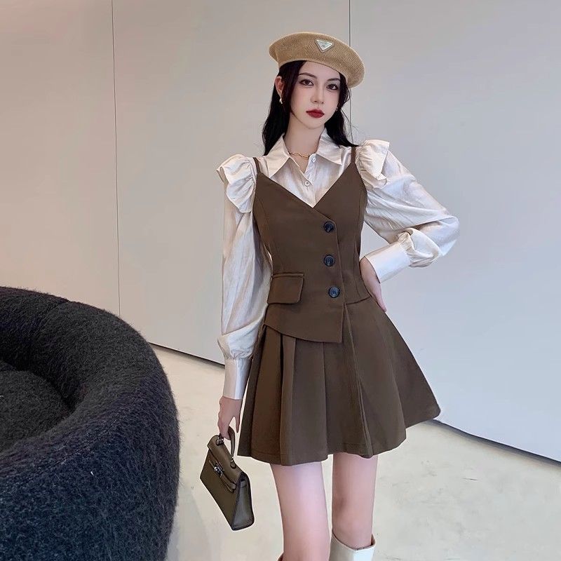 女性のプレッピースタイルのブラウスとミニドレス、細いストラッ - Polo Shirt Slim のレビューと価格