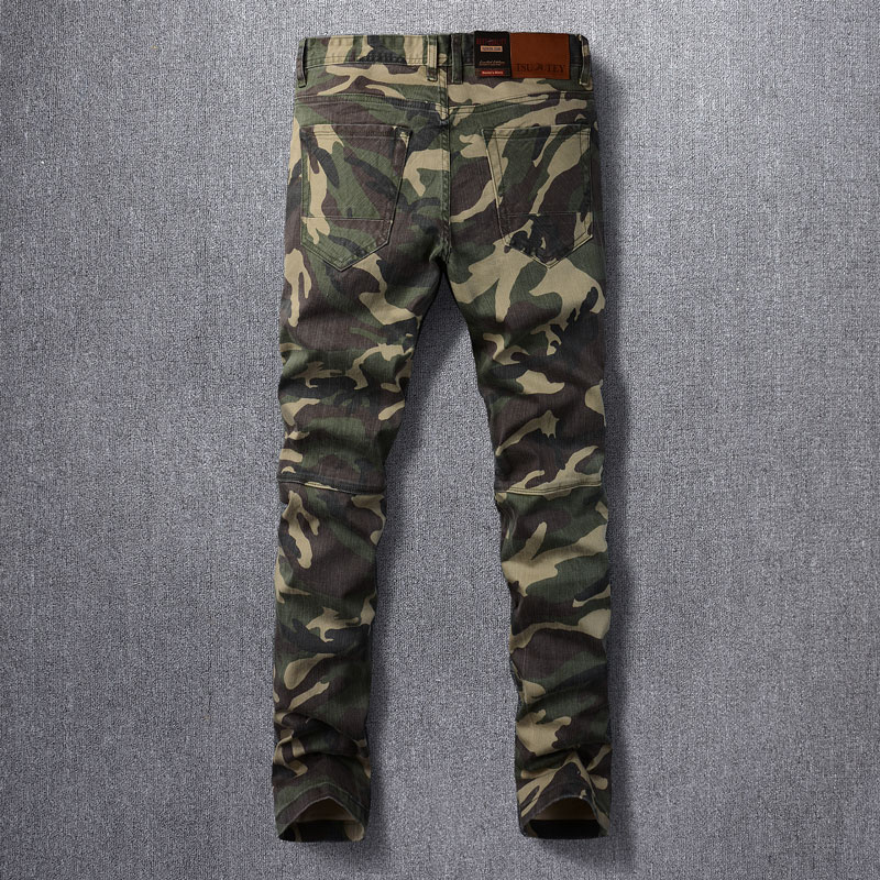 デザイナーファッション男性ジーンズ高品質迷彩ストレッチスリム - Mens Fashion Camo Pants のレビューと価格