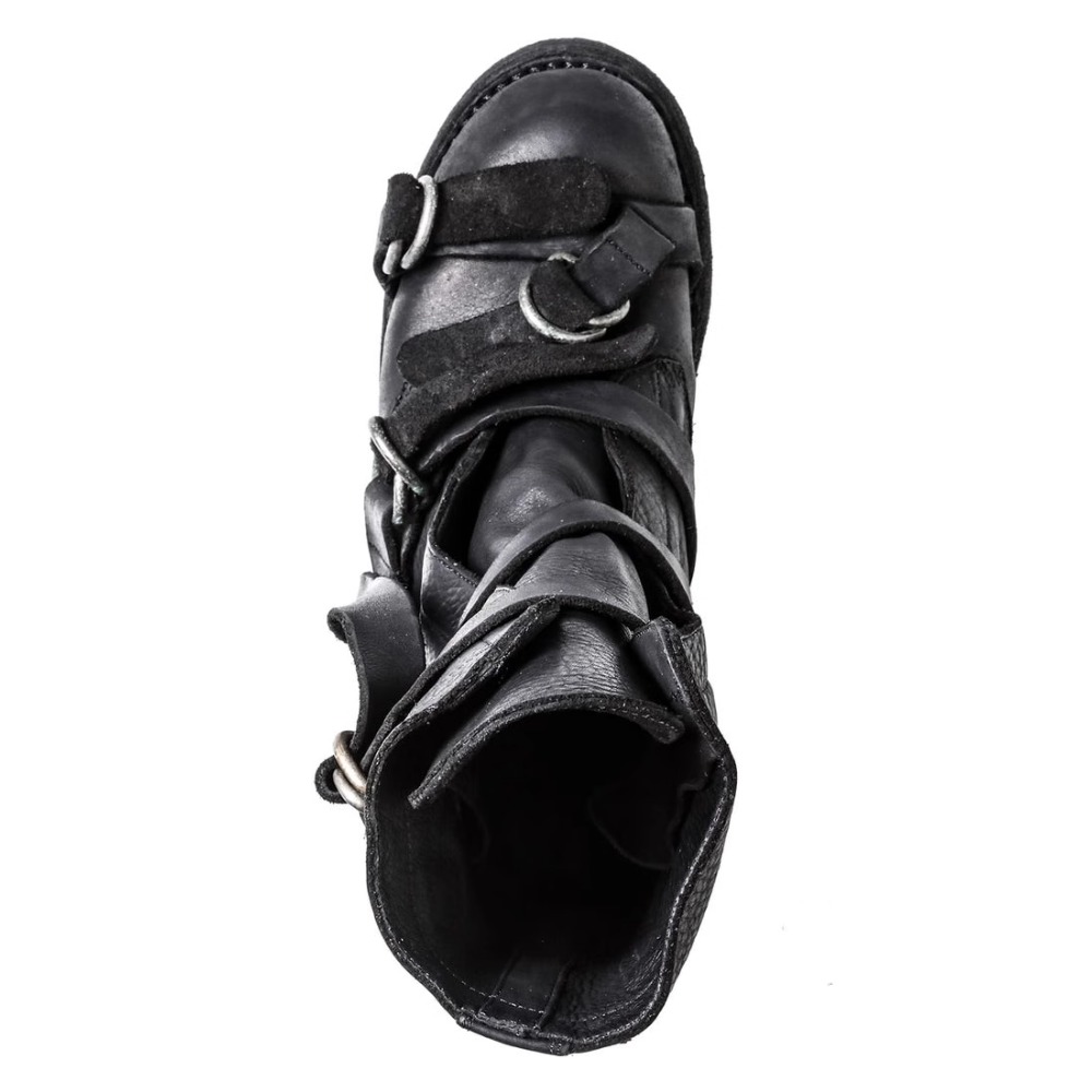 メンズレザーオートバイブーツパンクレトロ厚底ミッドカーフナイ - Men'S Fashion Loafers Shoes のレビューと価格